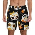 thumbnail image 1 of Kdxio Cat Skulls And Flowers Print Men'S Swim Trunks With Compression Liner 7 Inch Inseam Quick Dry Swim Shorts, 1 of 7