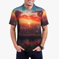 thumbnail image 1 of Kdxio Cat Watching City Sunset Print Men's Short Sleeve Polo Shirt,Midweight Men's Shirt-4X-Large, 1 of 5