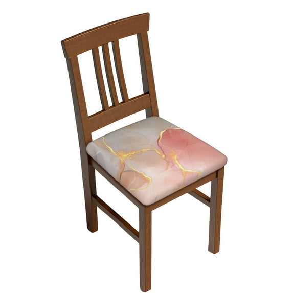 Kdxio Chair Seat Covers Abstract Marble Texture Print Chair Covers for Dining Room Square Washable Chair Protector Seat(Four Pieces)
