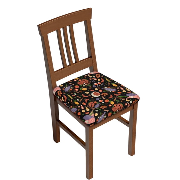 Kdxio Chair Seat Covers BBQ Party Print Chair Covers for Dining Room Square Washable Chair Protector Seat(Two Pieces)