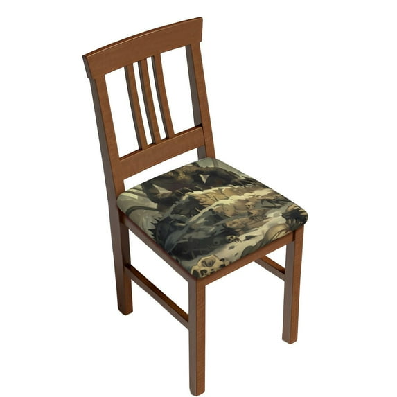 Kdxio Chair Seat Covers Epic Dragon Skull Scene Print Chair Covers for Dining Room Square Washable Chair Protector Seat(Four Pieces)
