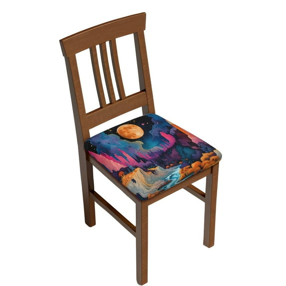 Kdxio Chair Seat Covers Fantasy Cosmic Landscape Print Chair Covers for Dining Room Square Washable Chair Protector Seat(Two Pieces)