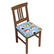 Kdxio Chair Seat Covers Kawaii Sushi (2) Print Chair Covers for Dining Room Square Washable Chair Protector Seat(Two Pieces)