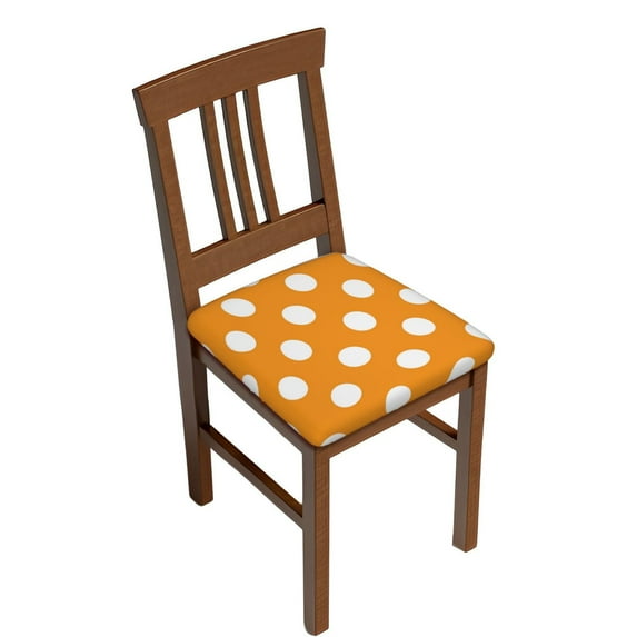 Kdxio Chair Seat Covers Orange And White Polka Dot Print Chair Covers for Dining Room Square Washable Chair Protector Seat(Six Piece)