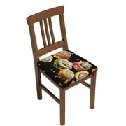 Kdxio Chair Seat Covers Sushi Print Chair Covers for Dining Room Square Washable Chair Protector Seat(Two Pieces)