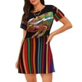 thumbnail image 1 of Kdxio Chameleon Panther On Colored Pencils Pattern Womens Short Sleeve Sleepshirt Scoopneck Cute Nightdress Ruffle Comfy Nightgown, 1 of 6