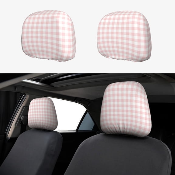 Kdxio Checkboard Pattern Print 2 Piece Car Head Rest Covers Set Auto Front/Rear Seats Headrest Cover Universal Fit Most Cars,Sedan, SUV