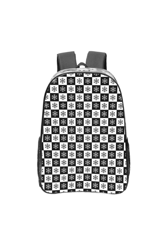 Checkerboard With Snowflake 1 Clear Backpack, Transparent Bookbag for School for Women Men, Capacity Clear Bag for College, Travel