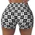 thumbnail image 1 of Kdxio Checkerboard With Snowflake 1 Print Workout Shorts for Women Seamless Soft Smooth Gym Yoga Scrunch Active Shorts, 1 of 5