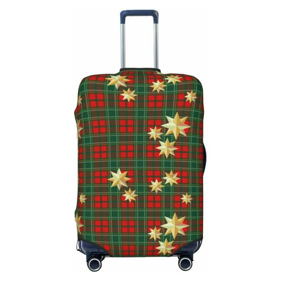 Kdxio Checkered With Golden Stars Pattern Luggage Cover for Travel,Elastic and Durable,Fits 18-32 Inch,Anti-Scratch Suitcase Protector-No luggage included