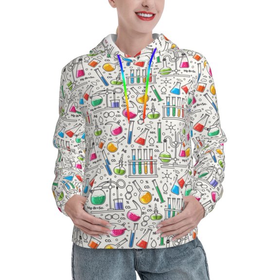 Kdxio Chemical Flasks And Test Tubes Print Womens Oversized Hoodies Sweatshirts Hooded Pullover Tops Sweaters Casual-Medium