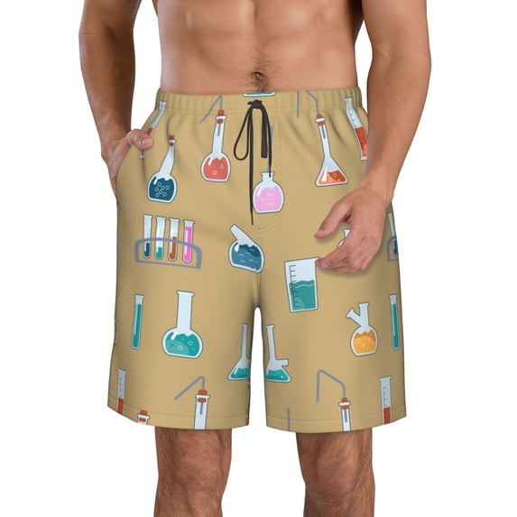 Kdxio Chemistry Class Pattern Mens Casual Shorts - Drawstring Summer Beach Sports Shorts for Men