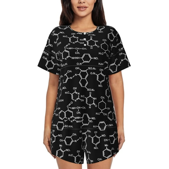 Kdxio Chemistry Formulas 1 Print Pajamas Sets for Women Short-Sleeved Pjs with Lounge Shorts Two Piece Sleepwear S-4XL