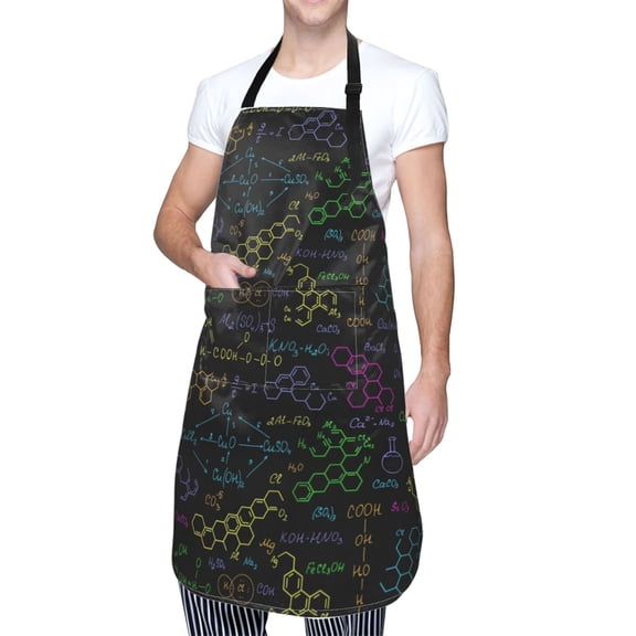 Kdxio Chemistry Formulas Apron with Pockets Adjustable Kitchen Aprons for Men Women Waterproof Aprons for Cooking,Drawing,Crafting, Baking Household Cleaning