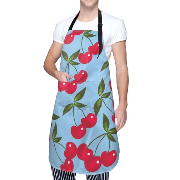 Kdxio Cherry Apron with Pockets Adjustable Kitchen Aprons for Men Women Waterproof Aprons for Cooking,Drawing,Crafting, Baking Household Cleaning