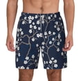 thumbnail image 1 of Kdxio Cherry Blossoms On Navy Background Print Men'S Swim Trunks With Compression Liner 7 Inch Inseam Quick Dry Swim Shorts, 1 of 7