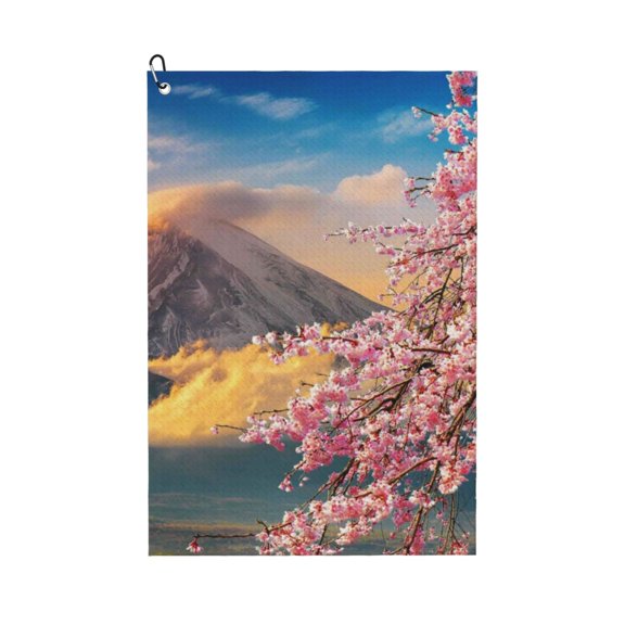 Kdxio Cherry Blossoms Pattern Golf Towel (24" X 16") with Carabiner Clip - The Convenient Golf Cleaning Towel