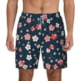 thumbnail image 1 of Kdxio Cherry Blossoms Print Men'S Swim Trunks With Compression Liner 7 Inch Inseam Quick Dry Swim Shorts, 1 of 7