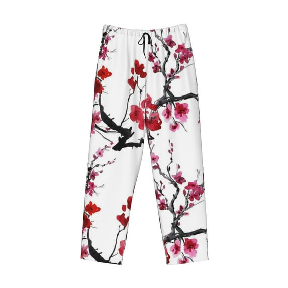 Kdxio Cherry Blossoms Print Men's Sleep Pajama Pant Lounge Pants with Pockets