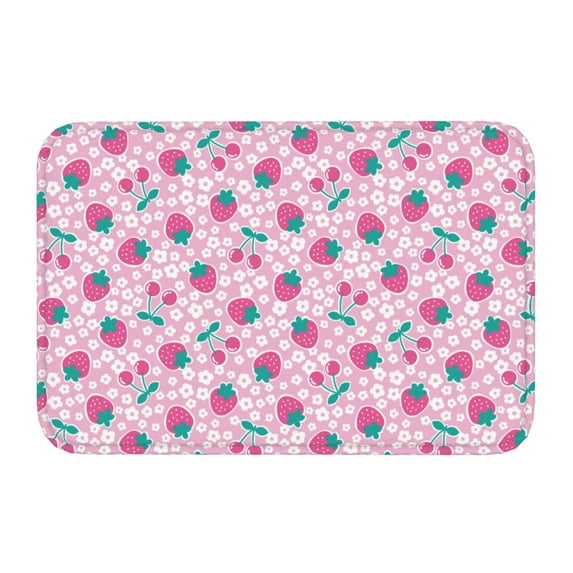Kdxio Cherry Strawberry,16" x 24", Non-Slip Front Door Mats,Outdoor Welcome Mat Washable