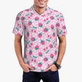 thumbnail image 1 of Kdxio Cherry Strawberry Print Men's Short Sleeve Polo Shirt,Midweight Men's Shirt, 1 of 6