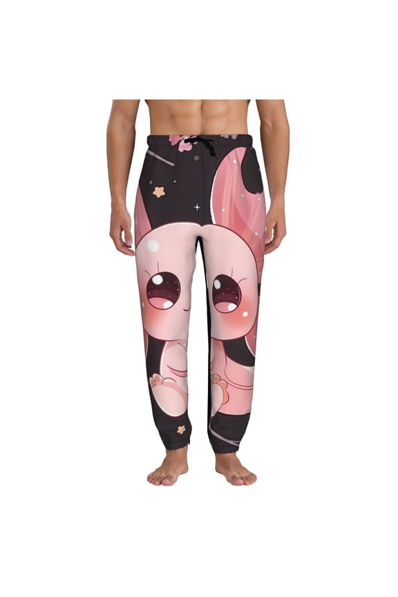 Chibi Axolotl Sakura Fantasy Pattern Joggers,Sweatpants for Men with Pockets-Large