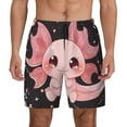 thumbnail image 1 of Kdxio Chibi Axolotl Sakura Fantasy Print Men's Swim Trunks with Compression Liner 7 Inch Inseam Quick Dry Swim Shorts, 1 of 5