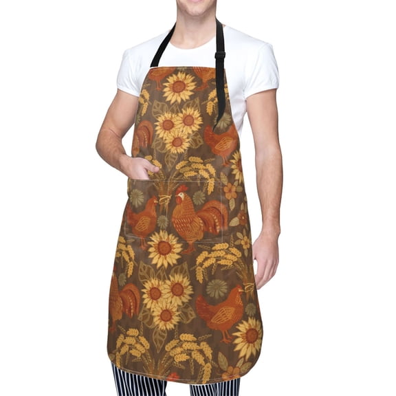 Kdxio Chicken And Rooster Apron with Pockets Adjustable Kitchen Aprons for Men Women Waterproof Aprons for Cooking,Drawing,Crafting, Baking Household Cleaning