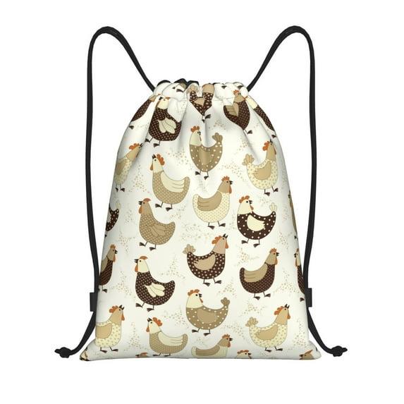 Kdxio Chicken Cartoon Print Drawstring Backpack Bag,Waterproof Draw String Back Sack, Gym Drawstring Bags Swim Bag For Unisex