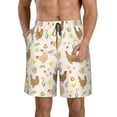 thumbnail image 1 of Kdxio Chicken Family Pattern Mens Casual Shorts - Drawstring Summer Beach Sports Shorts for Men, 1 of 9