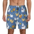 thumbnail image 1 of Kdxio Chicken Family Print Men's Swim Trunks with Compression Liner 7 Inch Inseam Quick Dry Swim Shorts, 1 of 7