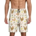 thumbnail image 1 of Kdxio Chicken Family Print Mens Sleep Shorts Bottoms Soft Comfy Pajama Wear Pants with Drawstring Pockets, 1 of 7