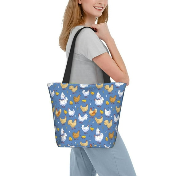 Kdxio Chicken Family Women Reusable Grocery Bags Foldable Ripstop,Reusable Shopping Bags for Shopping,Gym,Gift