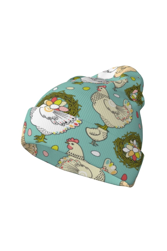 Chicken Laying Eggs Winter Beanie for Men Women Beanie Knit Hat Cuffed Cap Beanie Knit Chunky Snow Cap