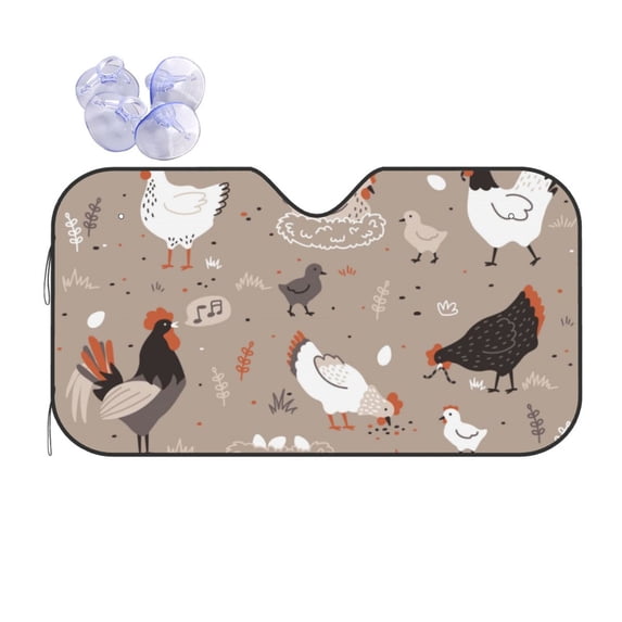 Kdxio Chicken Print Front Windshield Sun Shade,Folding Auto Sunshade for Car Truck SUV-Medium