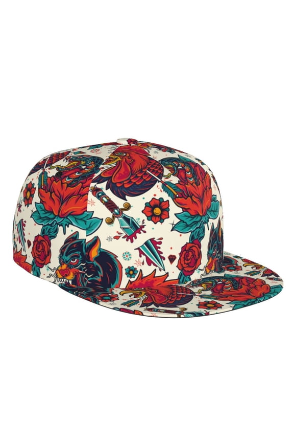 Chicken Print Snapback Hat for Men Women,Adjustable Baseball Cap