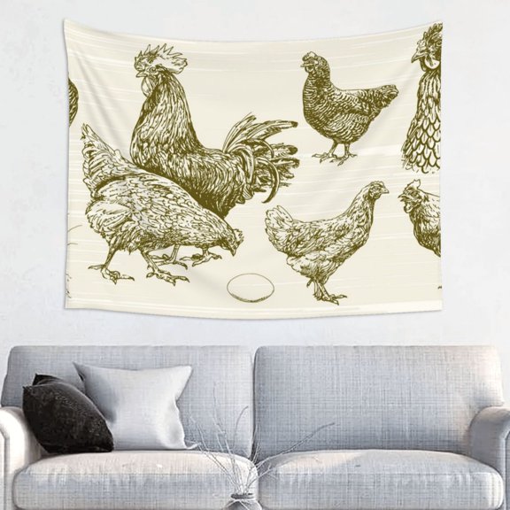 Kdxio Chickens Wall Hanging Tapestries Banner For Bedroom College Dorm Home Living Room Party Decor 29X37 In