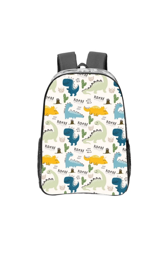 Childish Dinosaur Clear Backpack, Transparent Bookbag for School for Women Men, Capacity Clear Bag for College, Travel
