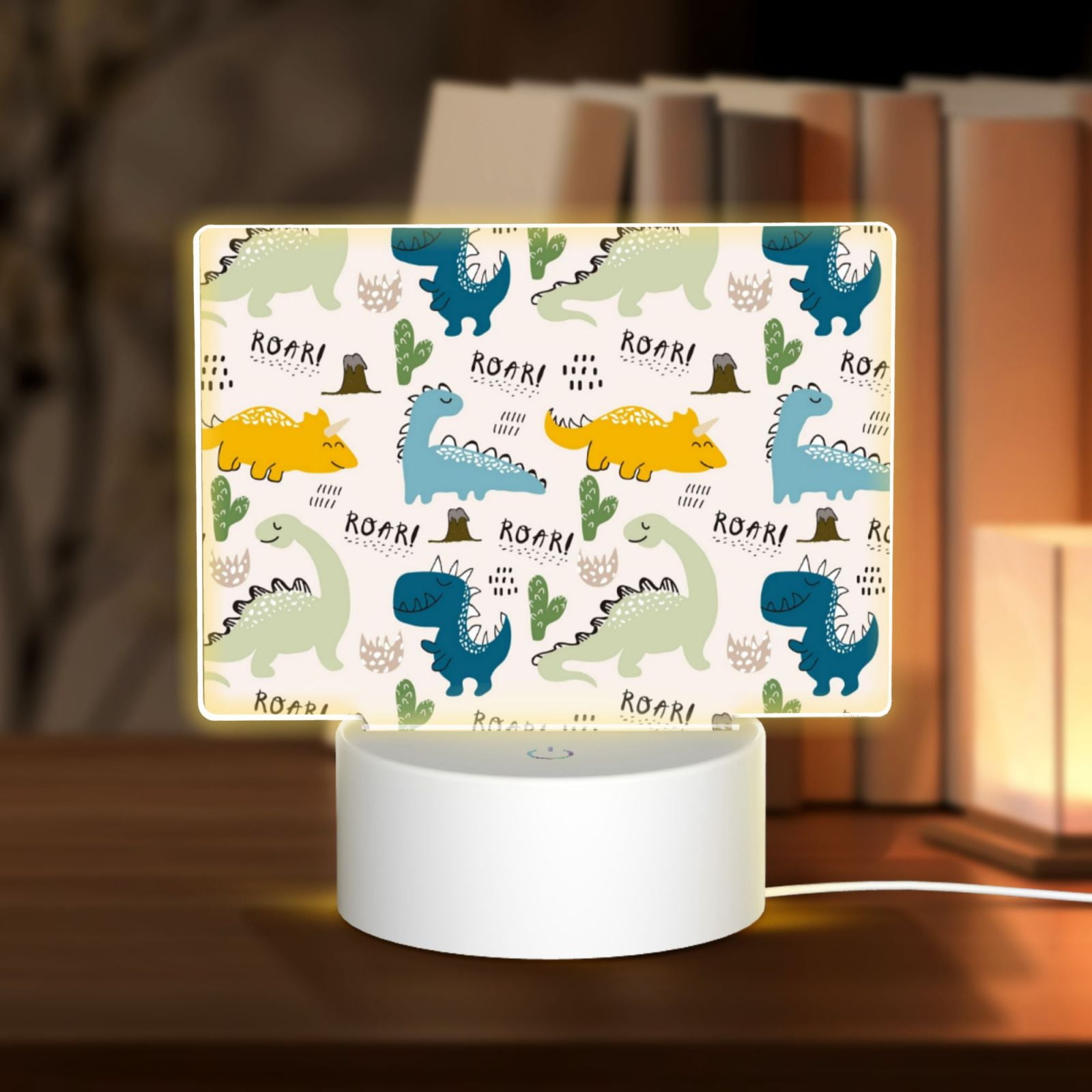 Kdxio Childish Dinosaur Rectangular Acrylic Night Light Acrylic Sleep Night Light Friend Gifts for Birthday Gifts for Women Teens Boys Girls