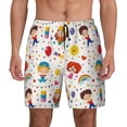 thumbnail image 1 of Kdxio Childrens Party Print Men's Swim Trunks with Compression Liner 7 Inch Inseam Quick Dry Swim Shorts, 1 of 7