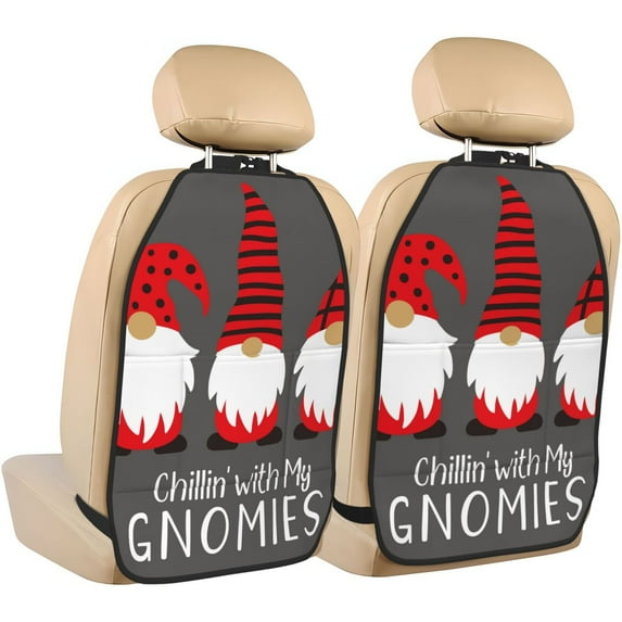 Kdxio Chillin with My Gonme Print 2 Pack Car Kick Mat Seat Cover Back Protector Mat with Pockets for Organizer Backseat Protector and Storage Anti Kick Pad for Vehicles