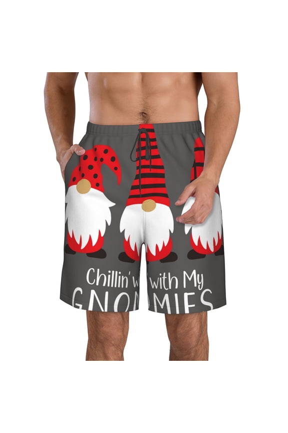 Chillin with My Gonme Pattern Mens Casual Shorts - Drawstring Summer Beach Sports Shorts for Men