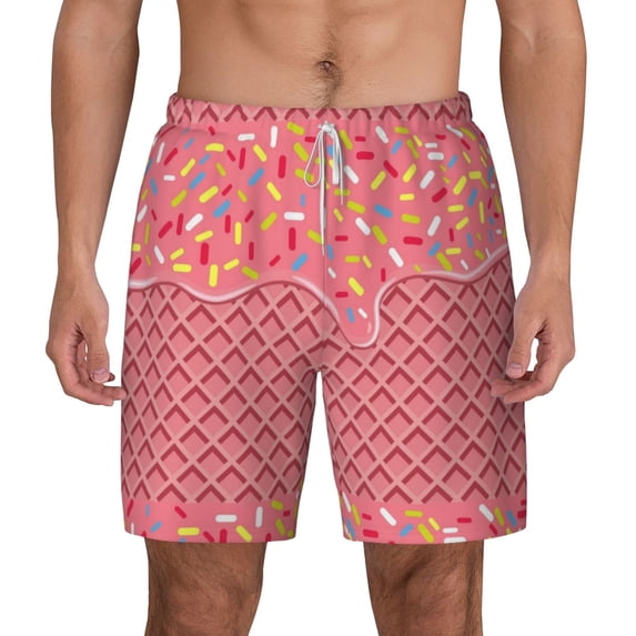Kdxio Chocolate With Flowing Cream Print Men'S Swim Trunks With Compression Liner 7 Inch Inseam Quick Dry Swim Shorts