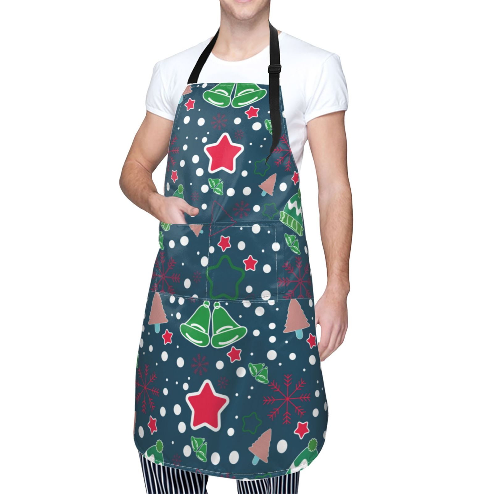 Kdxio Christmas Apron with Pockets Adjustable Kitchen Aprons for Men Women Waterproof Aprons for Cooking,Drawing,Crafting, Baking Household Cleaning