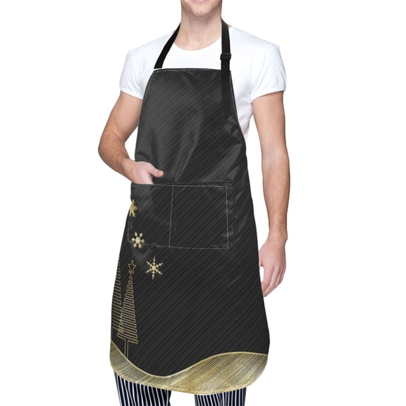 Kdxio Christmas Black Digital Paper Apron with Pockets Adjustable Kitchen Aprons for Men Women Waterproof Aprons for Cooking,Drawing,Crafting, Baking Household Cleaning