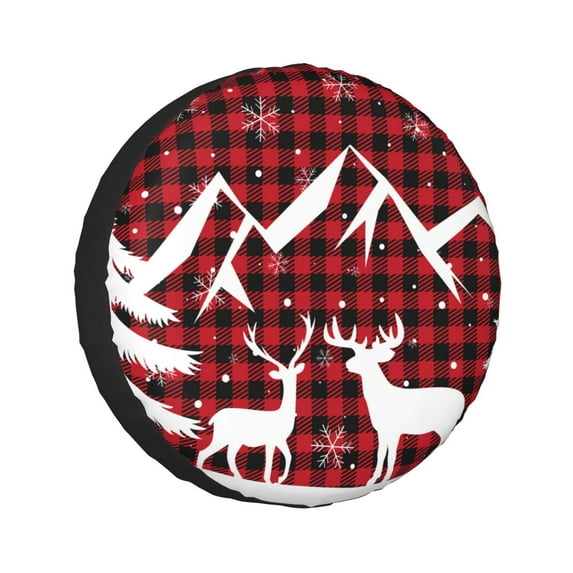 Kdxio Christmas Buffalo Plaid for Tire Cover Wheel Protectors Tyre Covers Weatherproof Wheel Covers Universal Fit for Trailer Rv SUV Truck Camper Travel Trailers 15 inch
