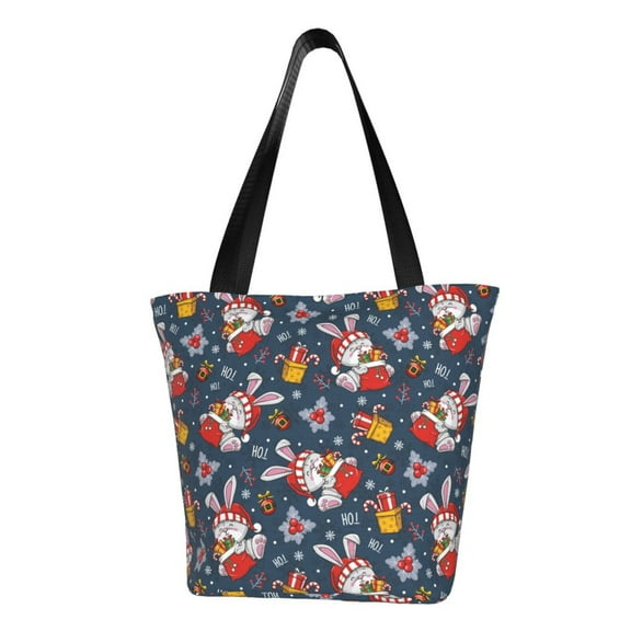 Kdxio Christmas Bunny A Women Reusable Grocery Bags Foldable Ripstop,Reusable Shopping Bags for Shopping,Gym,Gift