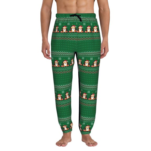 Kdxio Christmas Corgis Pattern Joggers,Sweatpants for Men with Pockets-Medium
