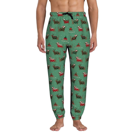 Kdxio Christmas Dachshund Pattern Joggers,Sweatpants for Men with Pockets-3X-Large