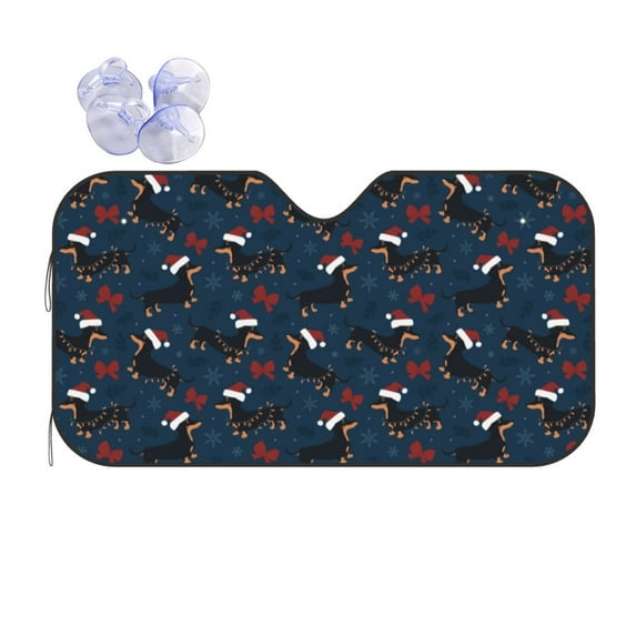 Kdxio Christmas Dachshund Print Front Windshield Sun Shade,Folding Auto Sunshade for Car Truck SUV-Small